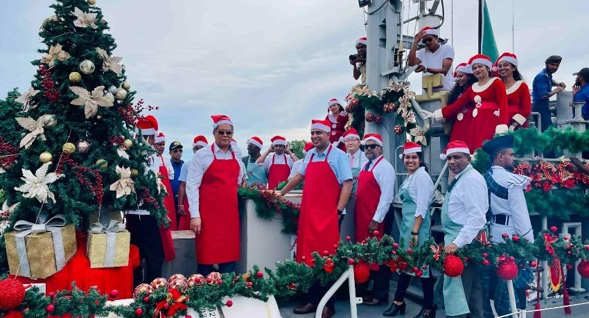 Christmas Cake Mixing on board Navy boat by HIP